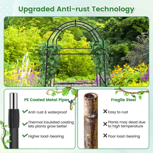 Costway 7.5FT Garden Arch Trellis Outdoor Plant Support Archway for Climbing Vine Flower