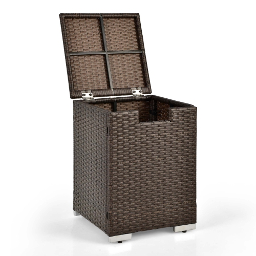 Costway 16" Rattan Propane Tank Cover Hideaway Side Table 20 lbs Propane Gas Holder Gray/Brown
