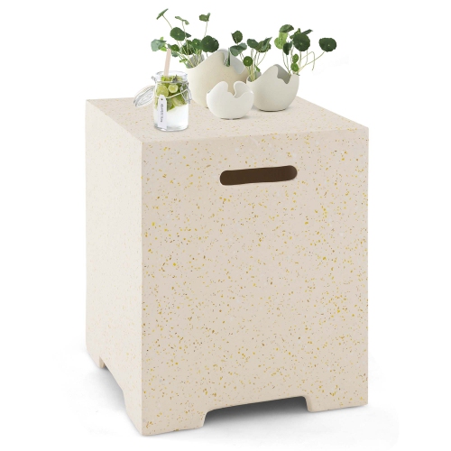 Costway 16" Terrazzo Hideaway Tank Table 20 lbs Propane Gas Holder with Protective Cover