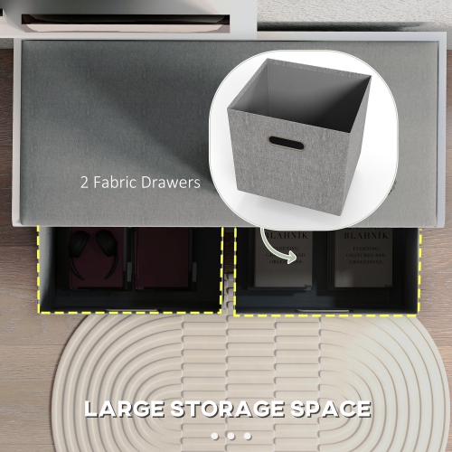 HOMCOM Shoe Bench with Seat Cushion, Entryway Bench with 2 Foldable Fabric Drawers for Hallway, Living Room, White