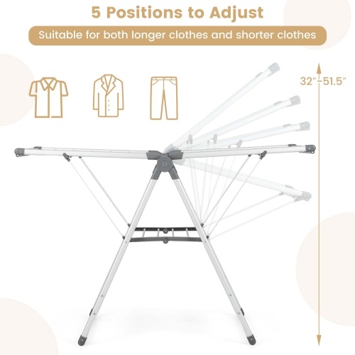 Costway 2-Layer Space-saving Aluminum Drying Rack Collapsible Clothes Drying Rack