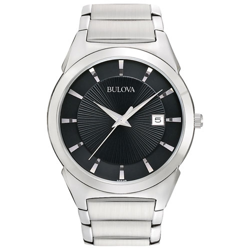 Bulova Mens Classic Quartz Watch 38mm Silver-Tone Stainless Steel Case and Bracelet with Black Dial