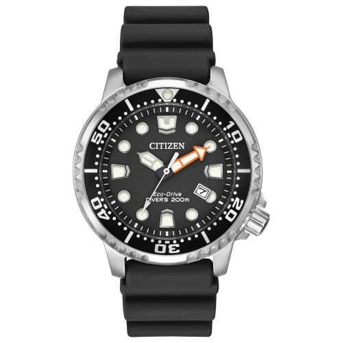 Montre Promaster Dive Eco-Drive pour hommes de Citizen 44&nbsp;mm avec boîtier en acier inoxydable argenté et bracelet en polyuréthane noir et cadran