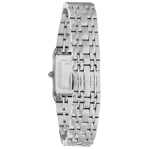 Bulova Ladies Quadra Quartz Watch 20.5mm Silver-Tone Stainless Steel Case and Bracelet with Black Dial