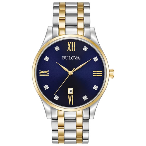 Image 1 of 3.. Bulova Mens Classic Quartz Watch 40mm Two-Tone Stainless Steel Case and Bracelet with Blue Dial