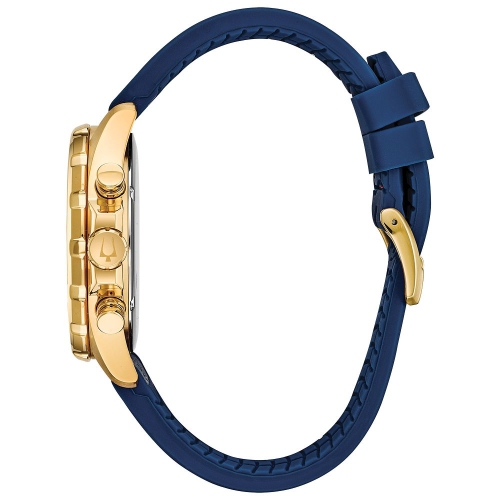 Montre à quartz homme Marine Star de Bulova avec boîtier en inox doré et cadran bleu 43 mm