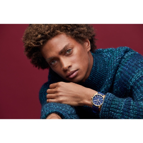 Montre à quartz homme Marine Star de Bulova avec boîtier en inox doré et cadran bleu 43 mm