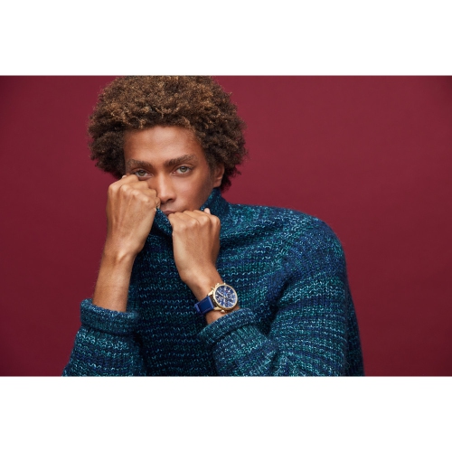 Montre à quartz homme Marine Star de Bulova avec boîtier en inox doré et cadran bleu 43 mm