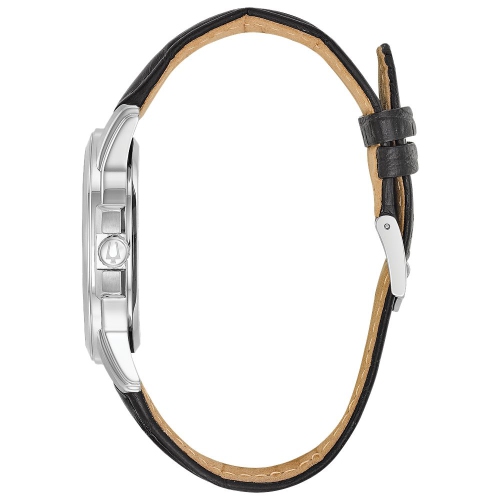 Bulova Mens Classic Precisionist Watch 42mm Silver-Tone Stainless Steel Case Black Leather Strap with Gray Dial