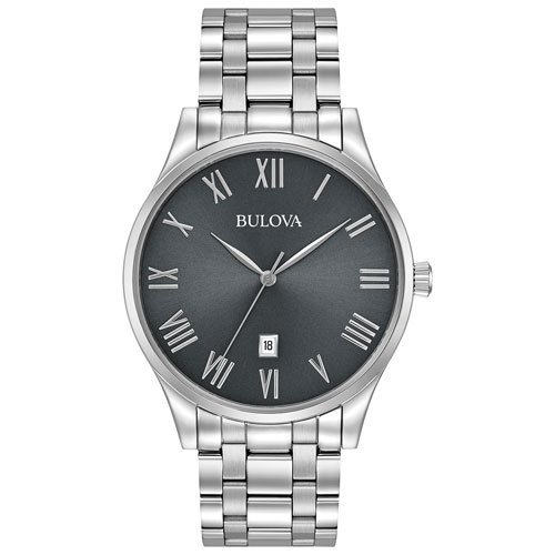 Image 1 of 3.. Bulova Mens Classic Quartz Watch 40mm Silver-Tone Stainless Steel Case and Bracelet with Gray Dial
