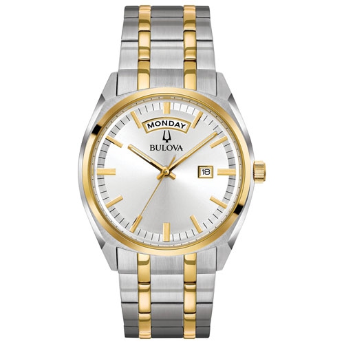 Image 1 of 3.. Bulova Mens Surveyor Quartz Watch 39mm Two-Tone Stainless Steel Case and Bracelet with Silver-White Dial
