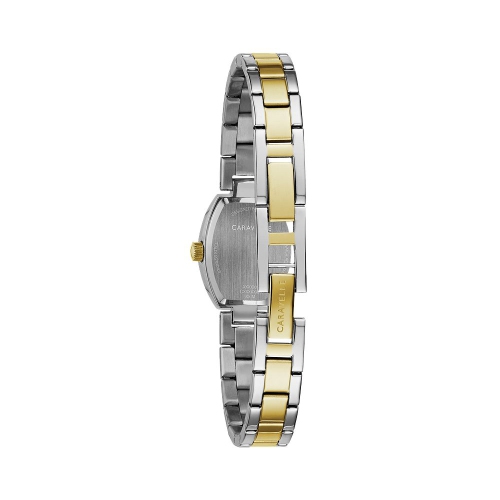 Caravelle Ladies Dress Quartz Watch 18mm Two-Tone Stainless Steel Case and Bracelet with White Dial