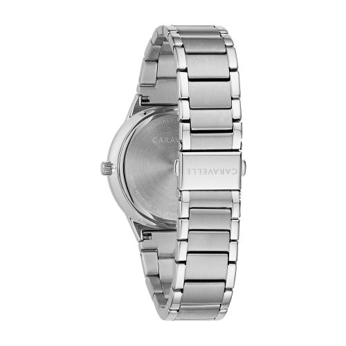 Caravelle Mens Modern Quartz Watch 40mm Silver-Tone Stainless Steel Case and Bracelet with Black Dial