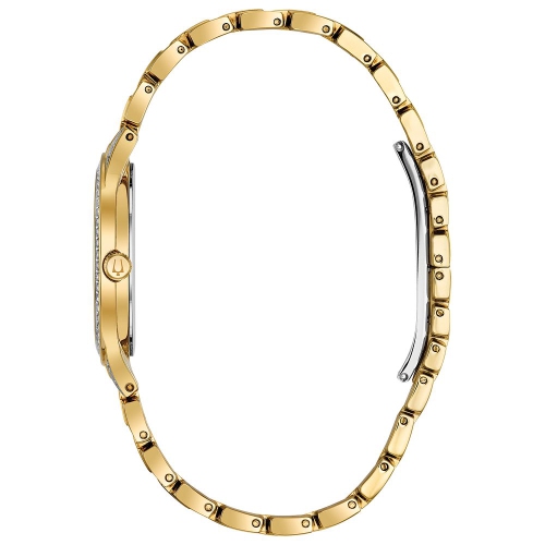 Bulova Ladies Phantom Quartz Watch 32mm Gold-Tone Stainless Steel Case and Bracelet with Silver-White Dial