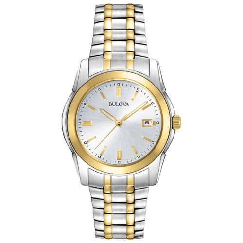 Bulova Mens Classic Quartz Watch 38mm Two-Tone Stainless Steel Case and Bracelet with Silver-Tone Dial