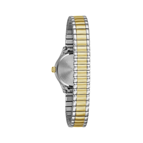 Caravelle Ladies Traditional Quartz Watch 24mm Two-Tone Stainless Steel Case and Expansion with Silver-White Dial