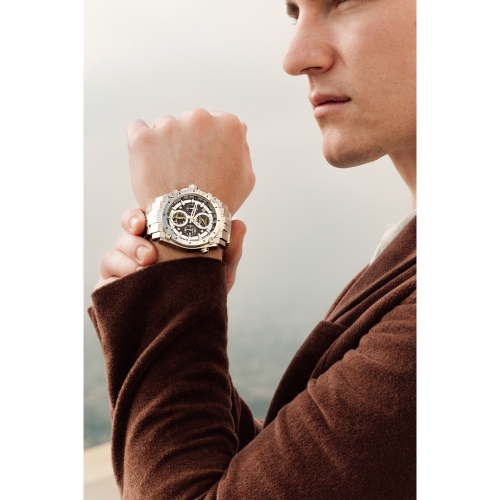 Bulova Mens Icon Precisionist Watch 46mm Silver-Tone Stainless Steel Case and Bracelet with Black Dial