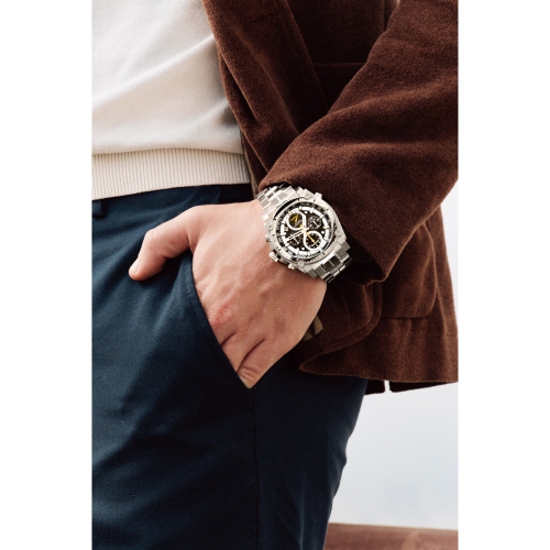 Bulova Mens Icon Precisionist Watch 46mm Silver-Tone Stainless Steel Case and Bracelet with Black Dial