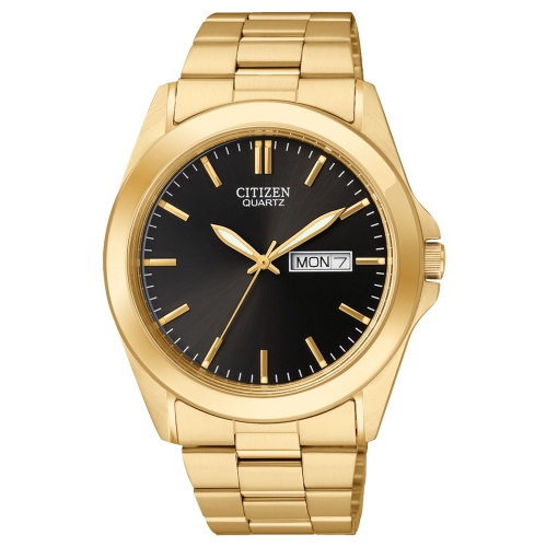 CITIZEN  Mens Quartz Watch 40MM Gold-Tone Stainless Steel Case And Bracelet With Dial (Bf0582-51F) In Black