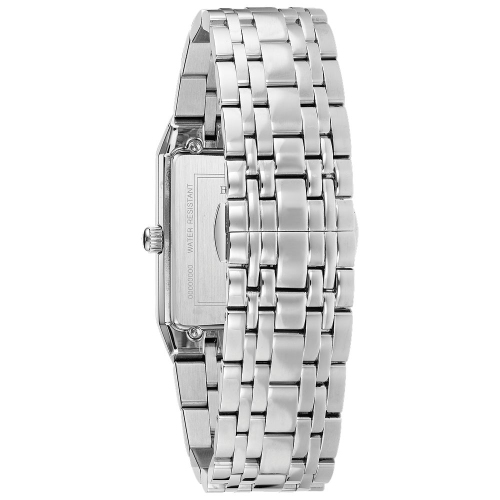 Bulova Mens Quadra Quartz Watch 30.5mm Silver-Tone Stainless Steel Case and Bracelet with Black Dial