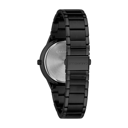 Caravelle Mens Modern Quartz Watch 40mm Black Stainless Steel Case and Bracelet with Black Dial