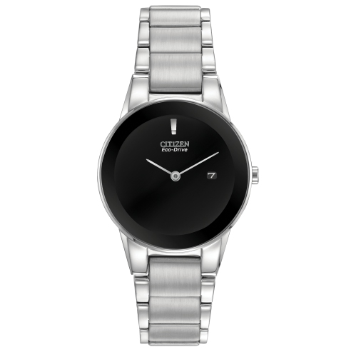 Montre pour femmes Axiom Eco-Drive de Citizen 30&nbsp;mm avec boîtier et bracelet en acier inoxydable argenté et cadran noir