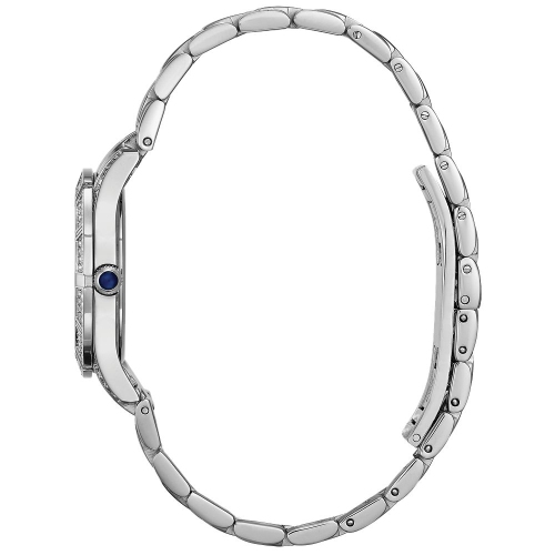 Bulova Ladies Crystal Quartz Watch 30mm Silver-Tone Stainless Steel Case and Bracelet with White Dial