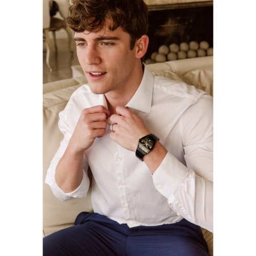 Bulova Mens Gemini Quartz Watch 40mm Black Stainless Steel Case and Bracelet with Black Dial