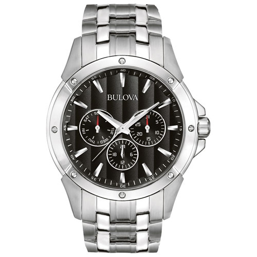 Bulova Mens Classic Quartz Watch 43mm Silver-Tone Stainless Steel Case and Bracelet with Black Dial