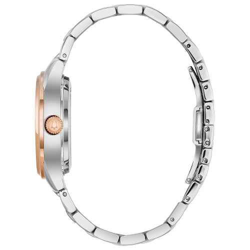 Bulova Ladies Sutton Automatic Watch 34mm Two-Tone Rose Gold-Tone Stainless Steel Case and Bracelet with White Dial