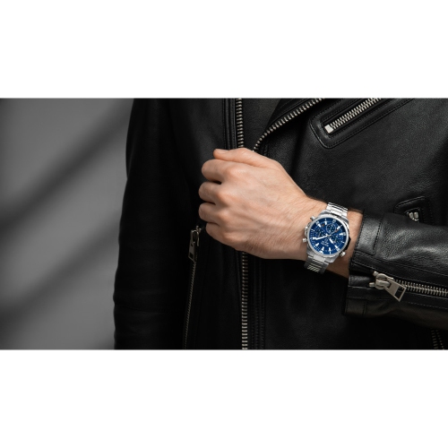 Montre à quartz homme Marine Star de Bulova, 43&nbsp;mm boîtier et bracelet en acier inoxydable argenté et cadran bleu