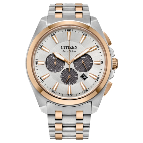CITIZEN  Mens Peyten Eco-Drive Watch 41MM Two-Tone Rose Gold-Tonr Stainless Steel Case And Bracelet With Silver-Tone Dial (Ca4516-59A) In Multicolor
