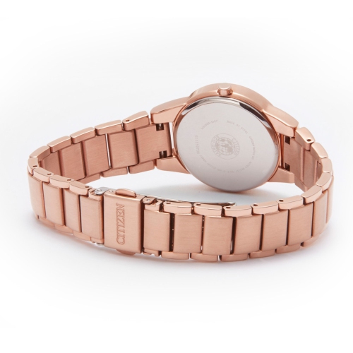 Montre pour femmes Axiom Eco-Drive de Citizen 30 mm avec boîtier et bracelet en acier inoxydable rose doré avec cadran noir
