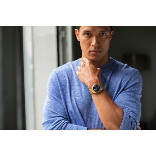 Citizen Mens Peyten Eco-Drive Watch 41mm Gold-Tone Stainless Steel Case and Bracelet with Blue Dial