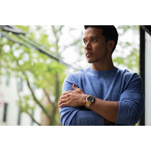 Citizen Mens Peyten Eco-Drive Watch 41mm Gold-Tone Stainless Steel Case and Bracelet with Blue Dial