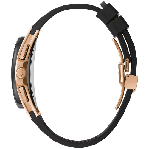 Bulova Mens CURV HPQ Watch 44mm Two-Tone Stainless Steel Case Black EPDM Rubber Strap with Gray Dial