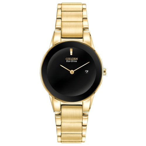 Montre pour femmes Axiom Eco-Drive de Citizen 30&nbsp;mm avec boîtier et bracelet en acier inoxydable doré avec cadran noir