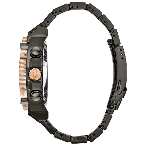 Bulova Mens Icon Precisionist Watch 46.5mm Two-Tone Stainless Steel Case and Bracelet with Black Dial