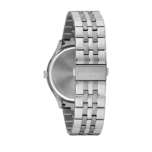Caravelle Mens Dress Quartz Watch 41mm Silver-Tone Stainless Steel Case and Bracelet with Black Dial
