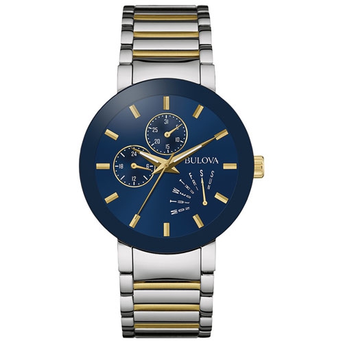 Bulova Mens Futuro Quartz Watch 40mm Two-Tone Stainless Steel Case and Bracelet with Blue Dial