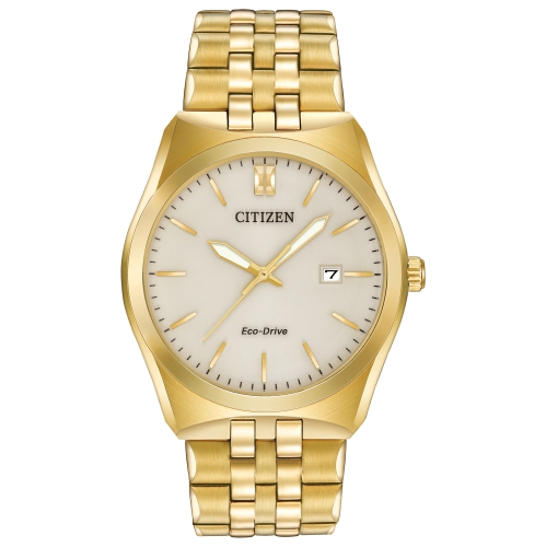 Montre pour hommes Corso Eco-Drive 40&nbsp;mm de Citizen avec boîtier et bracelet en acier inoxydable doré et cadran champagne