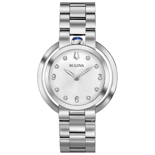 Bulova Ladies Rubaiyat Quartz Watch 35mm Silver-Tone Stainless Steel Case and Bracelet with Silver-White Dial