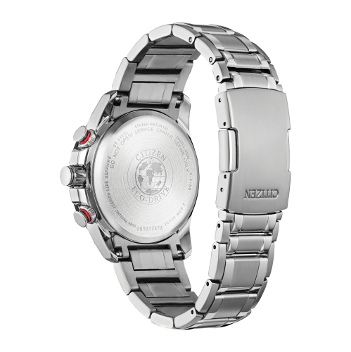 Montre pour hommes PCAT Eco-Drive de Citizen 42 mm avec boîtier et bracelet en acier inoxydable argenté et cadran noir