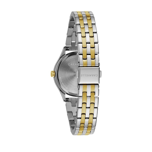 Caravelle Ladies Dress Quartz Watch 32mm Two-Tone Stainless Steel Case and Bracelet with Silver-White Dial