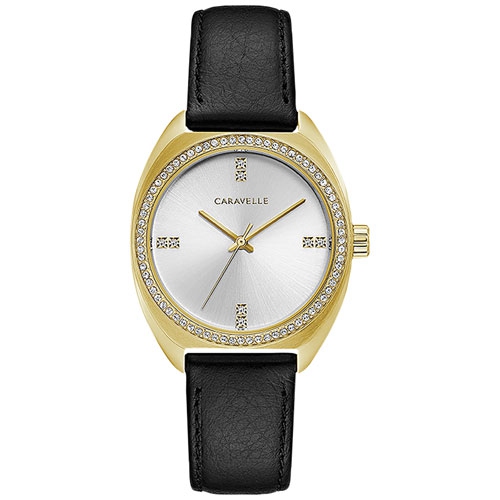 CARAVELLE  Retro 33MM Women's Sport Watch With Crystal Bezel - Black/gold/silver-White In Multicolor