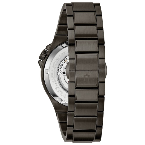 Montre automatique pour hommes Maquina de Bulova avec boîtier et bracelet en acier inoxydable gris 46 mm et cadran noir