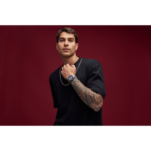 Bulova Mens Futuro Automatic Watch 42mm Silver-Tone Stainless Steel Case and Bracelet with Blue Dial