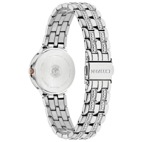 Montre pour femmes Silhouette Crystal Eco-Drive 28 mm de Citizen, boîtier et bracelet en inox argenté avec cadran argenté