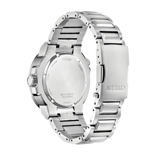 Montre homme à éco-conduite, boîtier et bracelet en acier inoxydable argenté 44 mm, cadran noir Endeavor Citizen