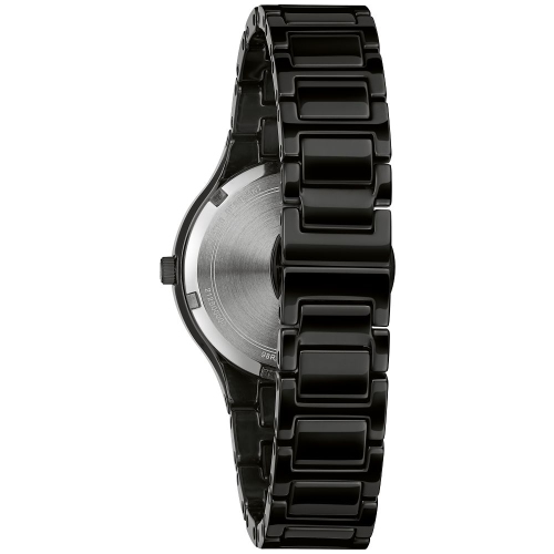 Montre quartz Millennia pour femmes de Bulova 34,5 mm avec boîtier céramique noire et boîtier en inox et bracelet céramique noir avec cadran noir